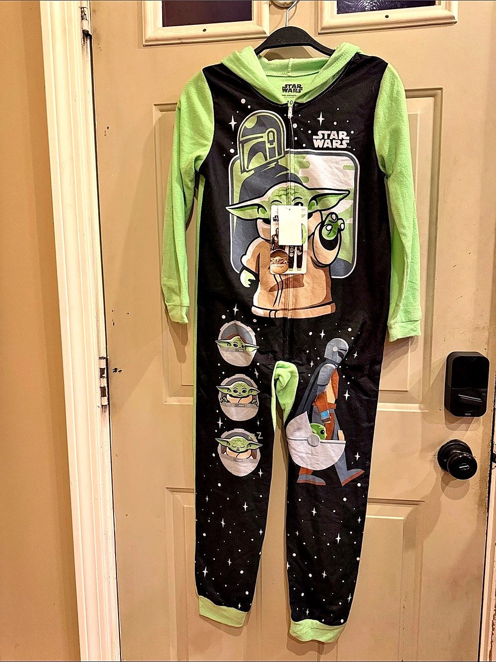 Star Wars The Mandalorian Grogu Baby Yoda Hooded Sleeper Pajama Boys Size 10